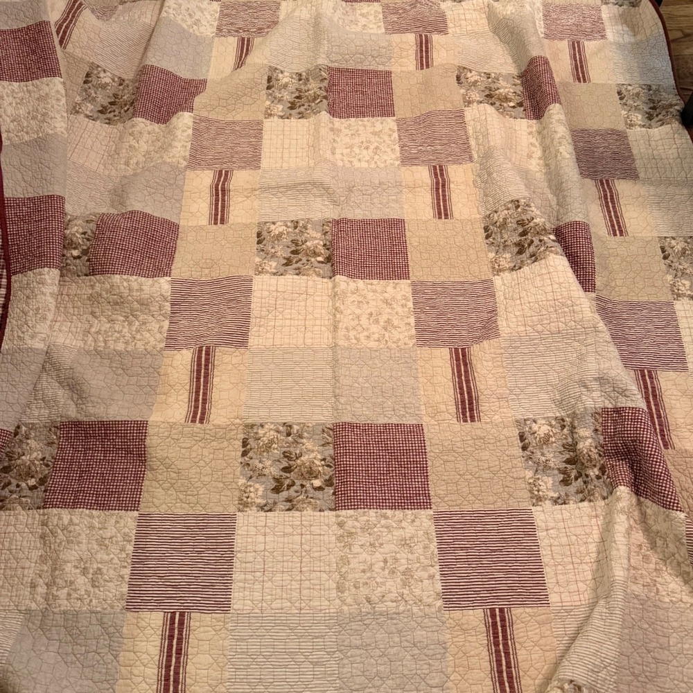 1.a.0.0.6 Martha Stewart King Quilt 100% Cotton Patchwork Plaid Reversible